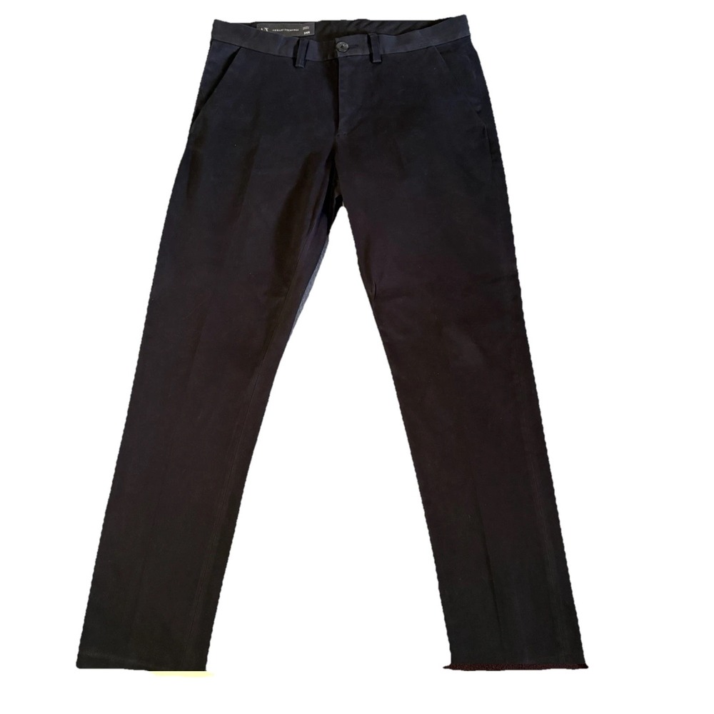 AX Armani Exchange Chino Pants Mens 34x32 Black Skinny 34R Twill Eagle Badge